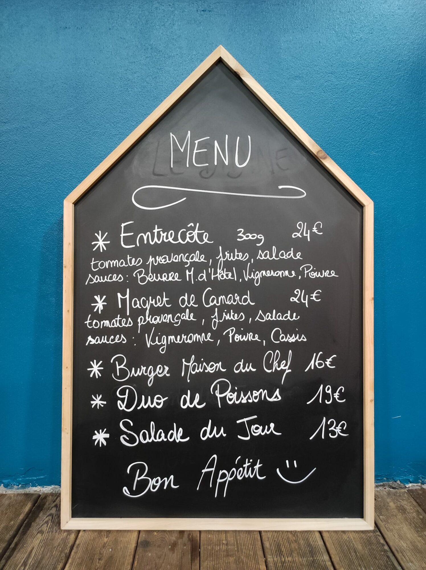 La carte du restaurant