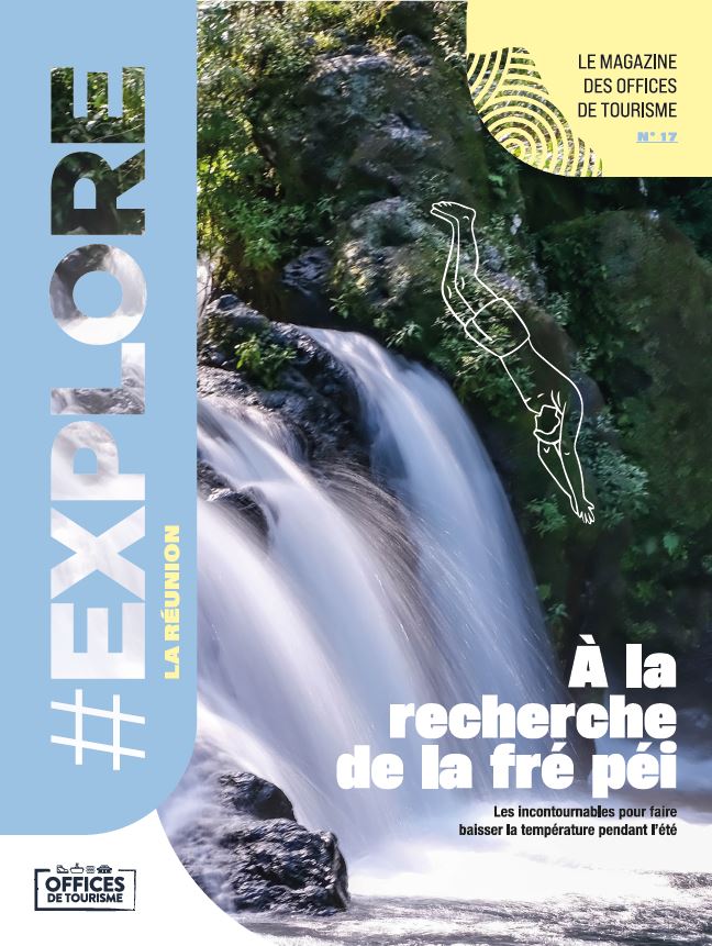 Couverture du magazine 17 : une cascade avec comme titre "à la recherche de la fré péi"